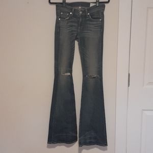 Rag & Bone low rise bell bottom distressed jeans